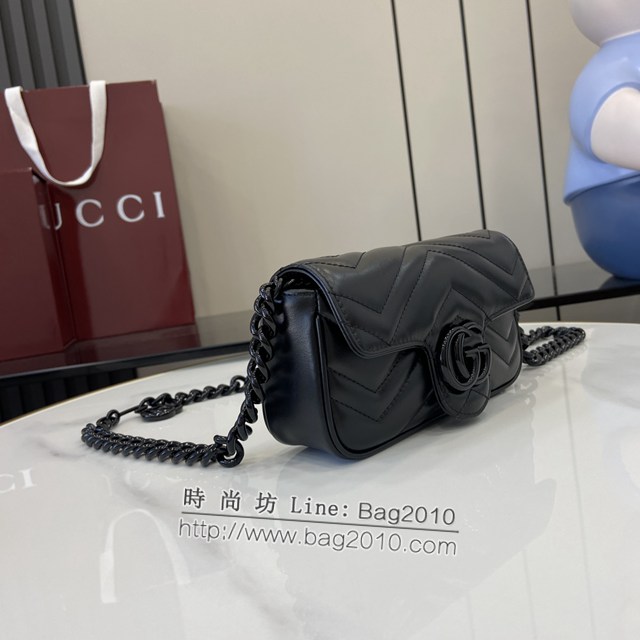 Gucci專櫃古馳最新款Marmont鏈條馬卡龍系列克色迷你手袋鏈條包 jh2205型號：699757